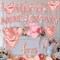 Anniversary Decorations – Pink Banner, Heart Balloons, Hanging Hearts & Rose Petals (Pink-2)